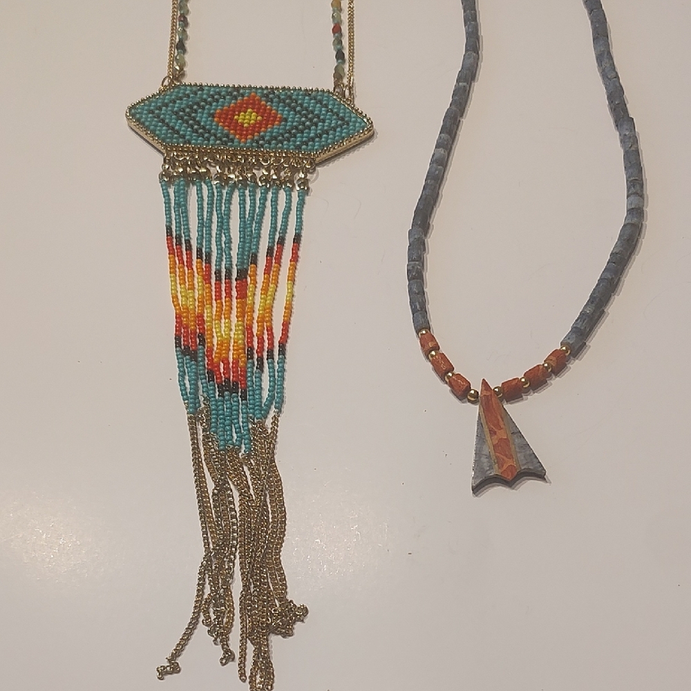 Southwestern Style Pendant Necklace Lot X 2